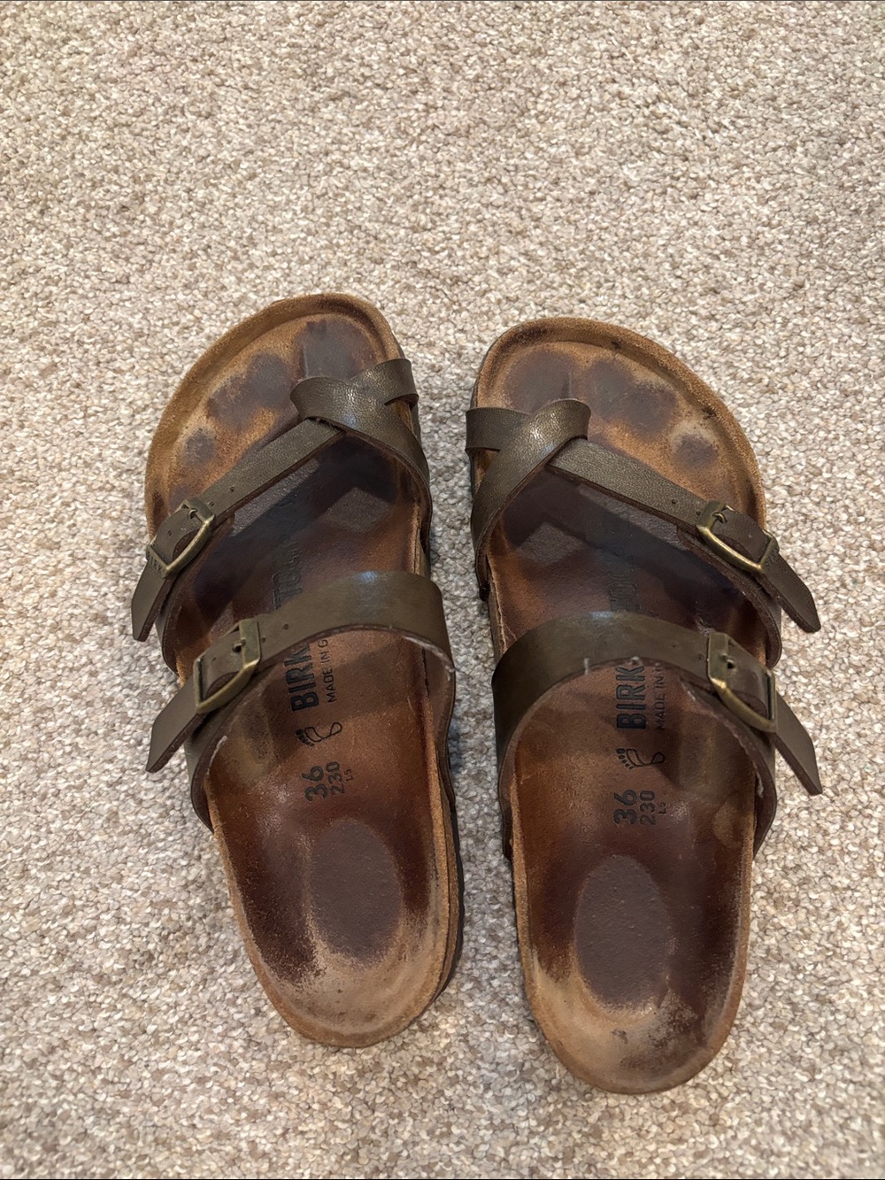 Birkenstock Brown Leather Double-Strap Sandals with Buckles